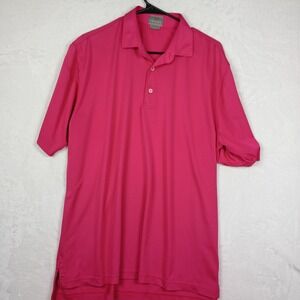 Fennec Mens Golf Polo Shirt Large Pink Short Sleeve Performance Stretch Pique